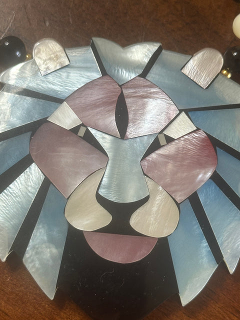 Lee Sands Mother of Pearl Lion Pendant Necklace