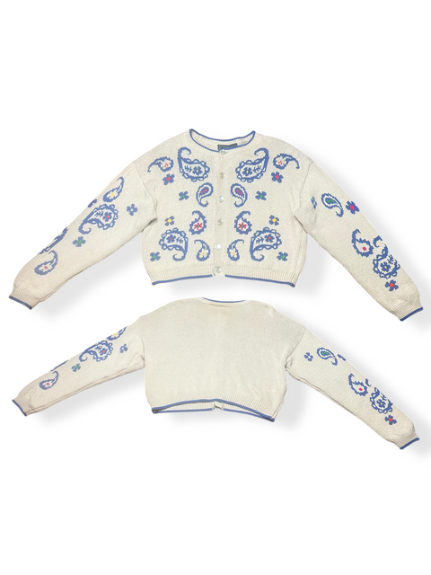 Vintage 90s Multicolor Paisley Knit Cardigan (~M)