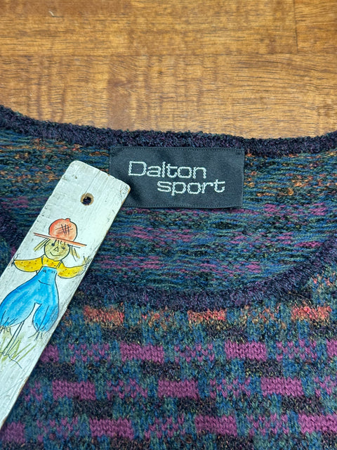 Vintage Teal/Purple Checkered Open-Sided Sweater Vest (S)