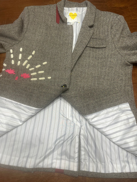 Designer Kerri Rosenthal Embroidered Tweed + Heart Elbow Patch Blazer (S)