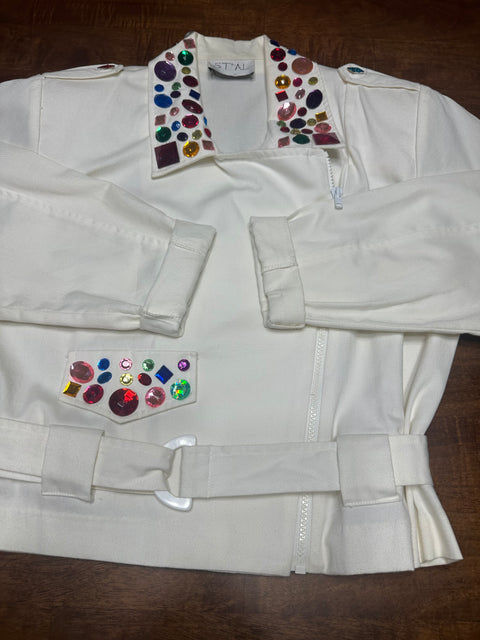 Vintage 80s 'Et Al' Rainbow Gem Statement Jacket (S/M)