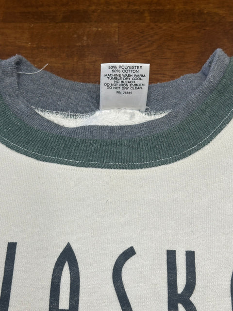 Vintage 90s Alaska Wildlife Fleece Colorblock Sweatshirt (~XL)