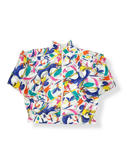 Vintage 80s/90s Lavon Retro Multicolor Scribble Pattern Windbreaker (~XL)