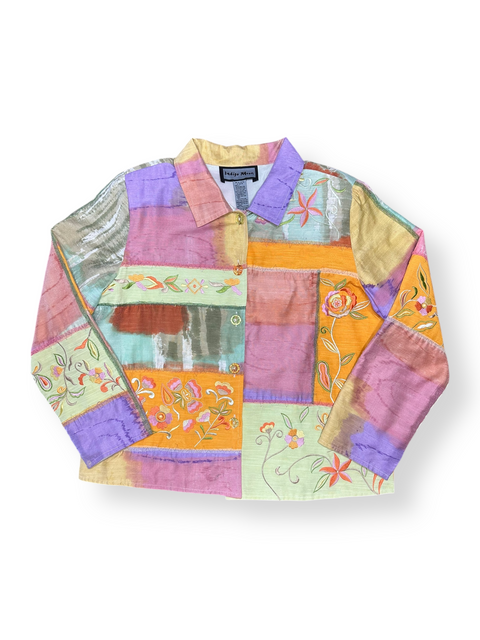 Vintage Multicolor Embroidered 'Water Color' Boho Art Jacket (M/L)