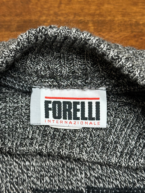 Vintage 90s Forelli Gray Leopard Graphic Knit Sweater (L/XL)