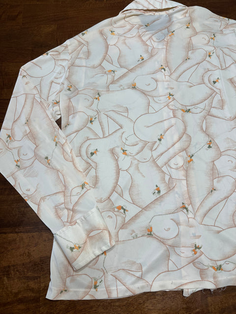 Vintage 70s 'Nude Lady' Novelty Print Button Up Shirt (M/L)