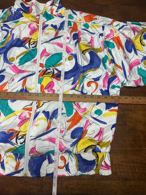 Vintage 80s/90s Lavon Retro Multicolor Scribble Pattern Windbreaker (~XL)