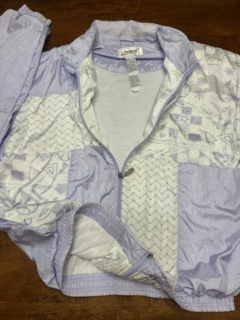 Vintage 80s Lavender Geometric Abstract Windbreaker (M)
