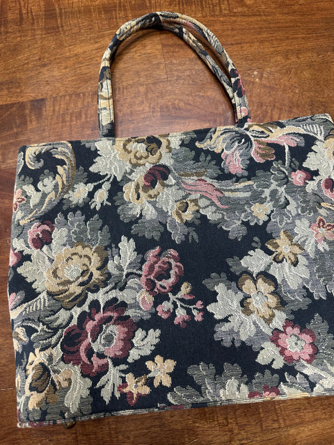 Vintage 90s 'Grandma's Couch' Floral Tapestry Handbag