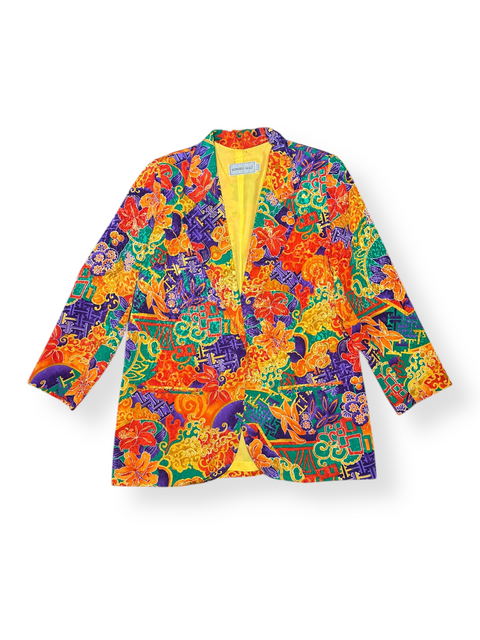 Vintage 80s Howard Wolf Orange Abstract Blazer (~M)