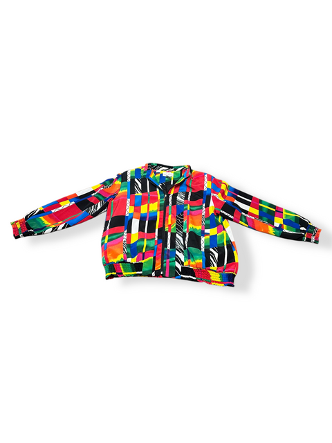 Vintage Drapers & Damons Rainbow Abstract Patterned Windbreaker Jacket ('L')