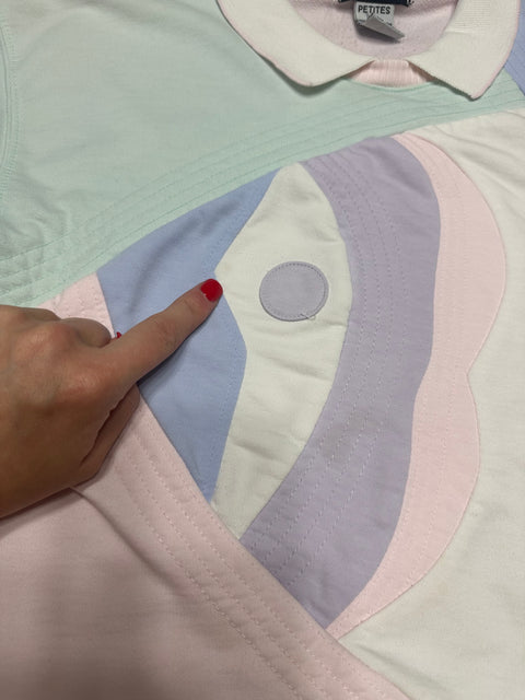 Vintage 80s Pastel Colorblock Fish Sweatshirt (XS/S)