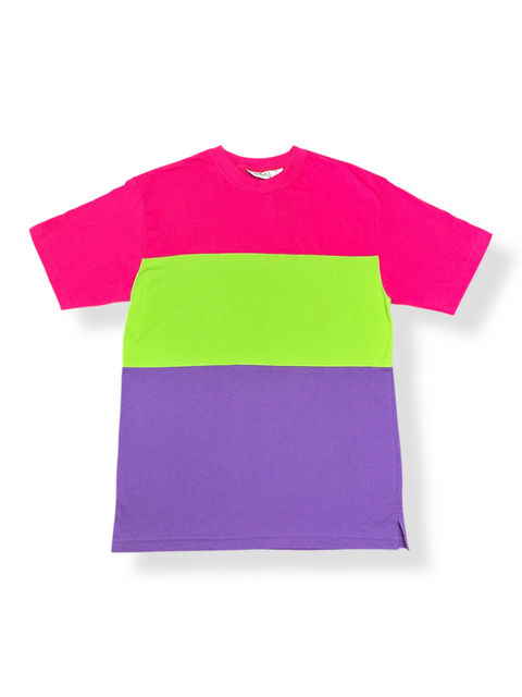 Vintage 80s Neon Pink Green Purple Colorblock Souvenir Tee (M)