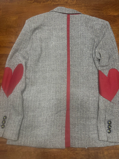 Designer Kerri Rosenthal Embroidered Tweed + Heart Elbow Patch Blazer (S)