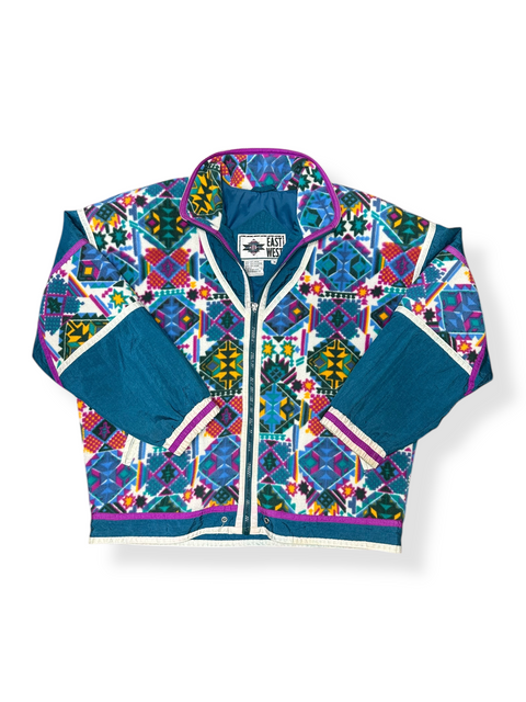 Vintage 90s East West Fleece Patterned Windbreaker Jacket (M/L+)