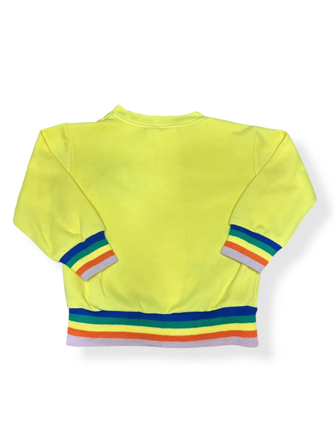 'Happy Mom Day' Yellow Rainbow Embroidered Sweater (Kids 'L'; ~5)