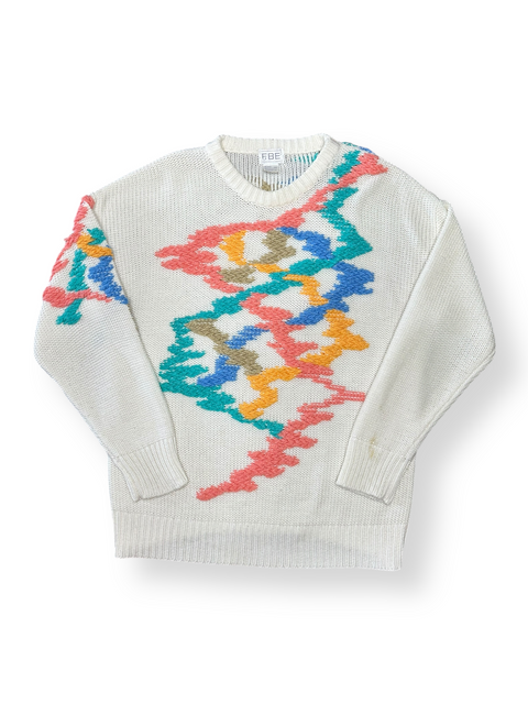 Vintage 80s Multicolor Textured 'Yarn Explosion' Sweater (S/M)