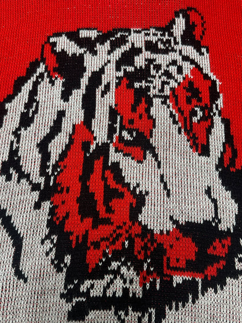 Vintage 80s Red Black Tiger Statement Sweater (L/XL)