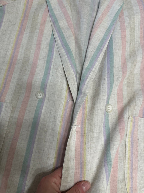 Vintage 80s Cream Pastel Striped Blazer (S/M)