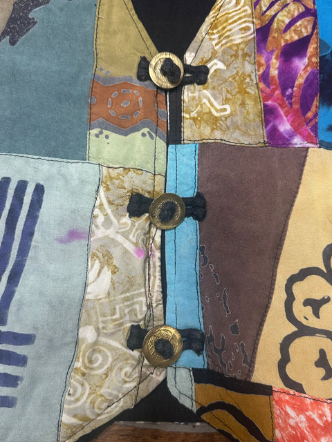 Vintage Colorful Boho Patchwork Dyed Vest (~M)