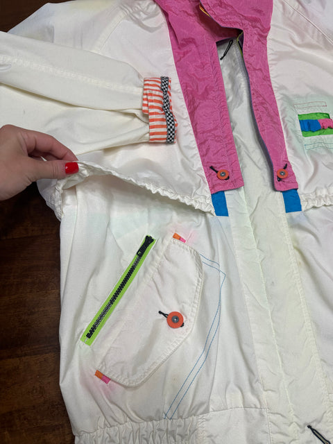 Vintage 80s/90s Retro Neon Colorblock Windbreaker Jacket (M)