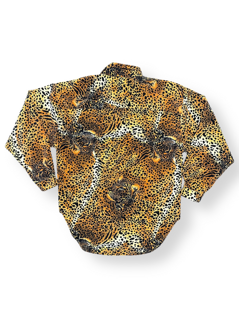 Vintage 80s Leopard Print Button Up Shirt (~S)