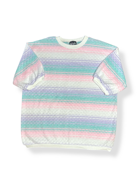 Vintage 80s Textured Pastel Cotton Candy Sweatshirt (XL/2X)