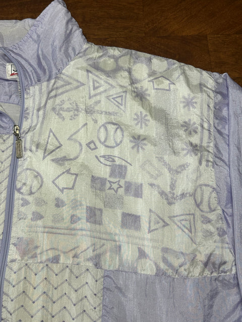Vintage 80s Lavender Geometric Abstract Windbreaker (M)