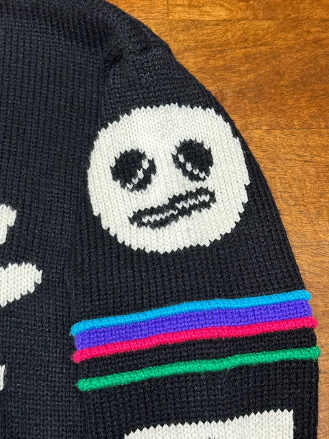 Vintage 90s Gitano Black Neon Abstract 'Face' Sweater (S/M)