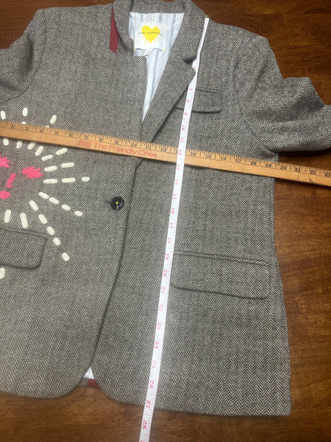 Designer Kerri Rosenthal Embroidered Tweed + Heart Elbow Patch Blazer (S)