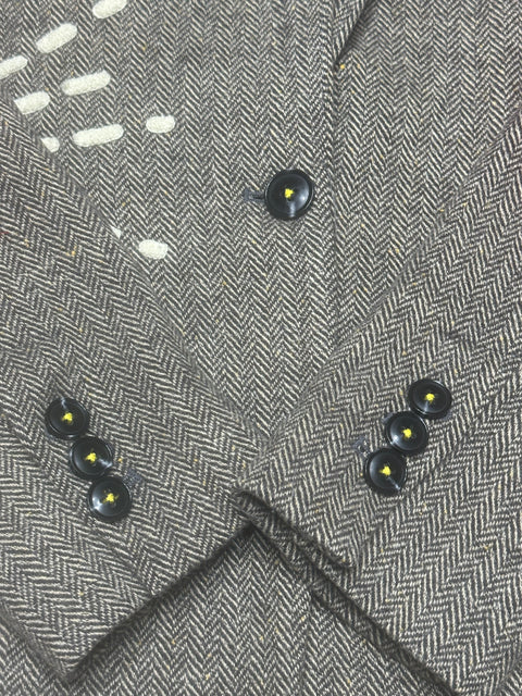 Designer Kerri Rosenthal Embroidered Tweed + Heart Elbow Patch Blazer (S)