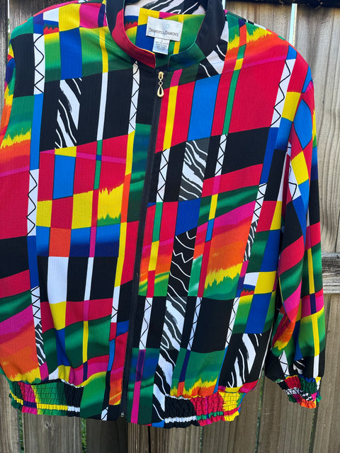 Vintage Drapers & Damons Rainbow Abstract Patterned Windbreaker Jacket ('L')