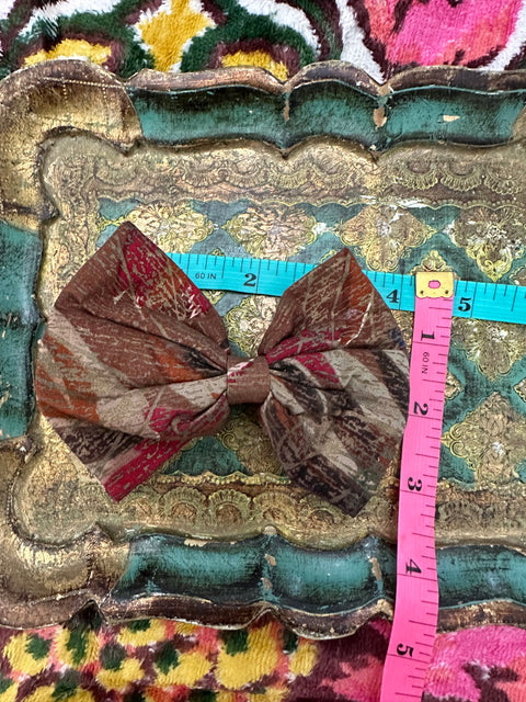 Vintage 80s Neutral Earth Tone Hair Bow Clip