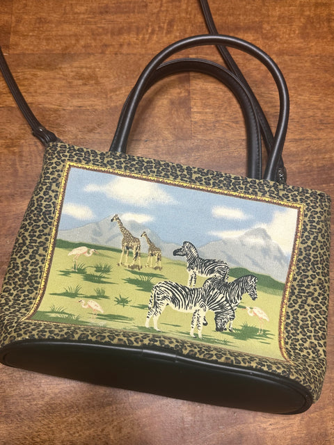 Beaded Safari Zebras Flamingos & Giraffes Purse