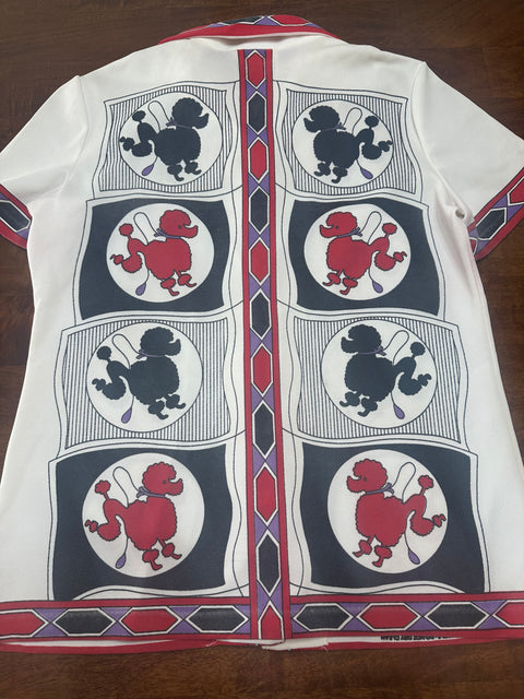 Vintage 70s Poodle Print Novelty Button-Up (~M)