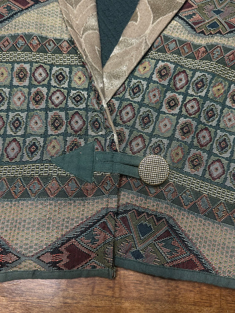 Vintage 90s Tapestry Southwest Print Cropped Blazer Jacket (M)