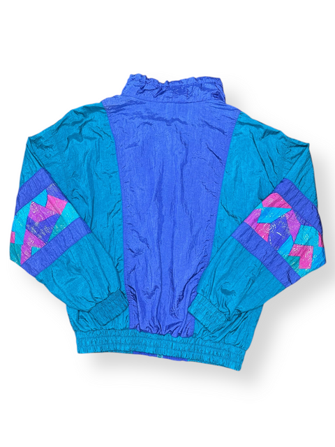 Vintage 80s Teal Pink Purple Colorblock Windbreaker (M/L)
