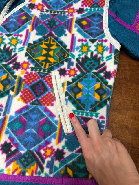 Vintage 90s East West Fleece Patterned Windbreaker Jacket (M/L+)