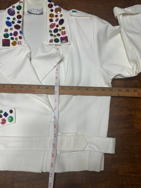 Vintage 80s 'Et Al' Rainbow Gem Statement Jacket (S/M)