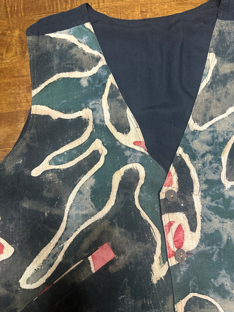 Vintage Neutral Abstract Dyed Art Vest (S/M)
