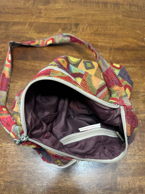 Vintage 90s Rainbow Geometric Carpet Tapestry Purse
