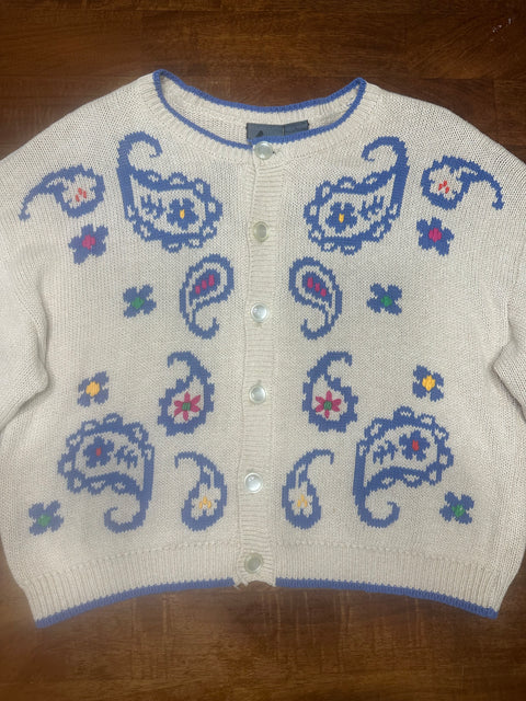Vintage 90s Multicolor Paisley Knit Cardigan (~M)
