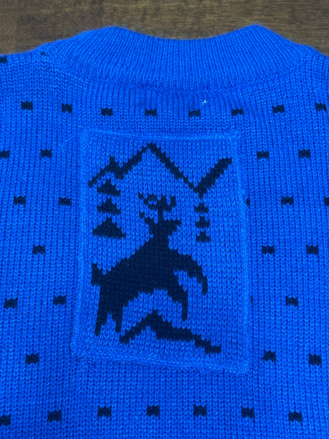 Vintage 80s/90s Royal Blue Animal Wilderness Scenes Sweater (M)