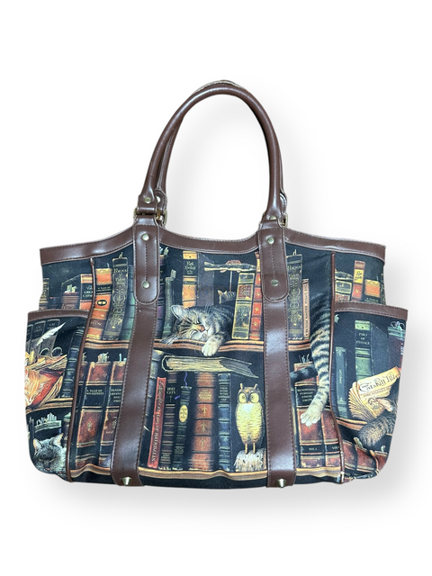 "Classic Tails" Cat Library Tote Bag🐱 by Bradford Exchange