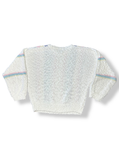 Vintage 80s Striped Pastel Textured Sweater (~M)