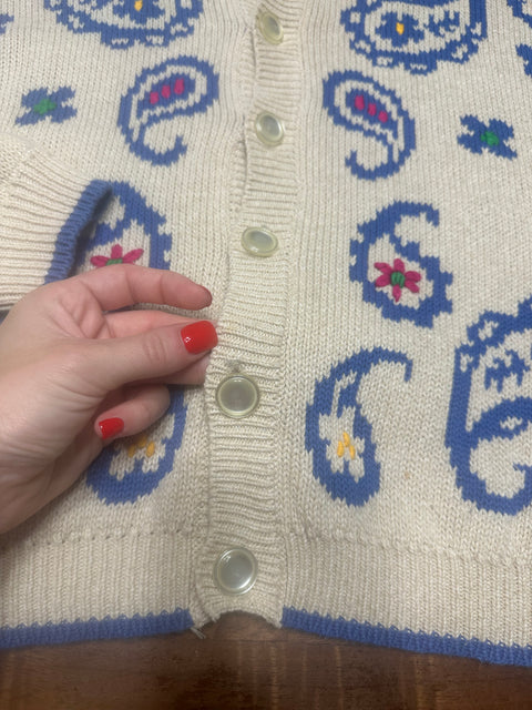Vintage 90s Multicolor Paisley Knit Cardigan (~M)