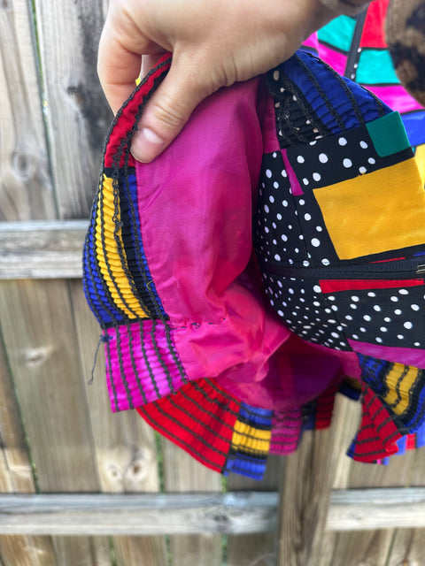 Vintage Rainbow Abstract Stained Glass Patterned Windbreaker Jacket (L/XL)