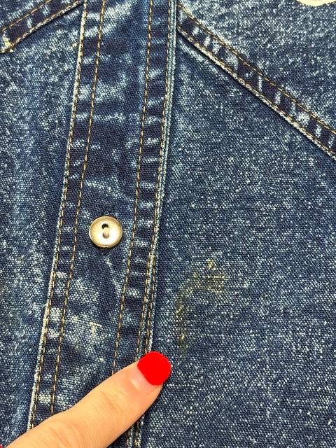 Vintage 80s/90s Acid Wash Denim Embellished Shirt (~XL)