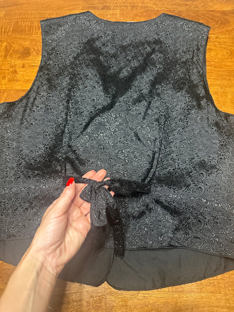 Vintage 90s Velvet Grunge Patchwork Embroidered Vest (L)