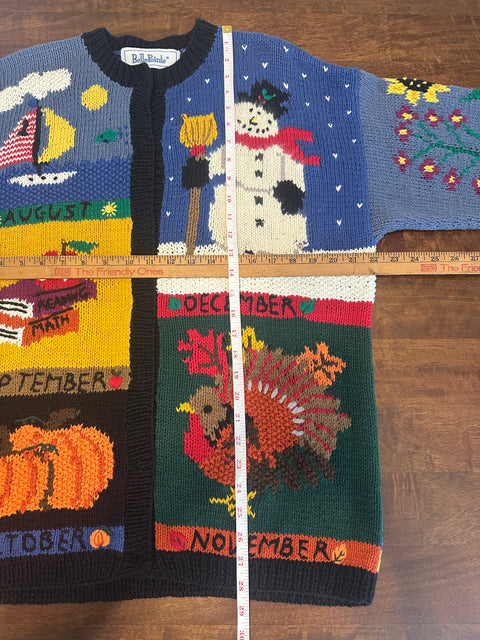Vintage 90s Festive 'Months of the Year' Knit Cardigan (M/L)